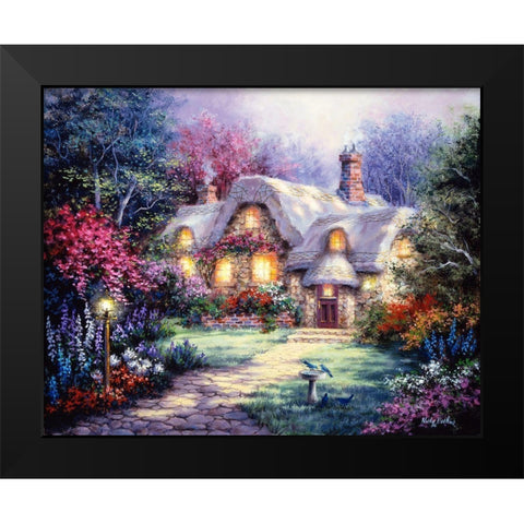 Garden Cottage Black Modern Wood Framed Art Print by Boehme, Nicky