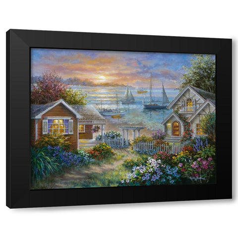 Tranquil Seafront Black Modern Wood Framed Art Print with Double Matting by Boehme, Nicky