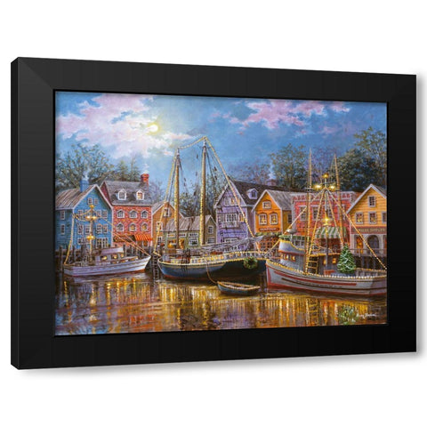 Ships Aglow Black Modern Wood Framed Art Print by Boehme, Nicky