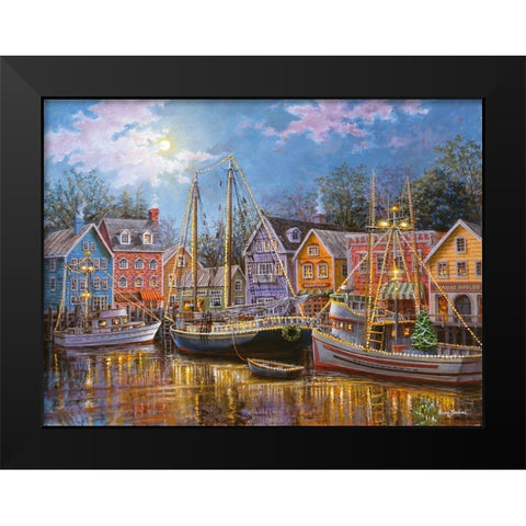Ships Aglow Black Modern Wood Framed Art Print by Boehme, Nicky