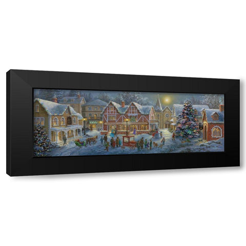 Christmas Village Panoramic Black Modern Wood Framed Art Print with Double Matting by Boehme, Nicky