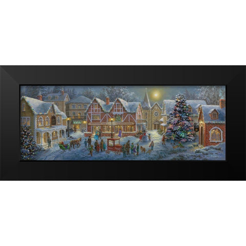 Christmas Village Panoramic Black Modern Wood Framed Art Print by Boehme, Nicky
