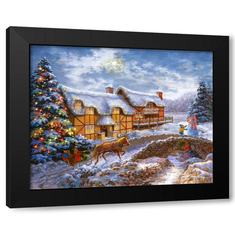 Country Cottages Black Modern Wood Framed Art Print with Double Matting by Boehme, Nicky