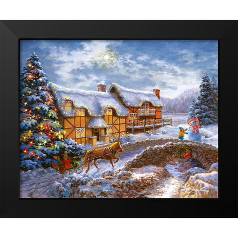 Country Cottages Black Modern Wood Framed Art Print by Boehme, Nicky