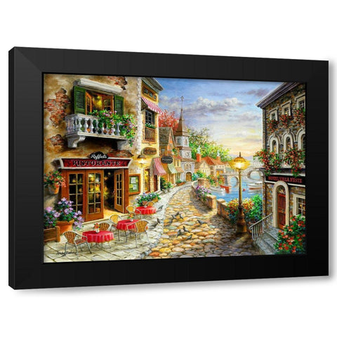 Invitation To Dine Black Modern Wood Framed Art Print with Double Matting by Boehme, Nicky