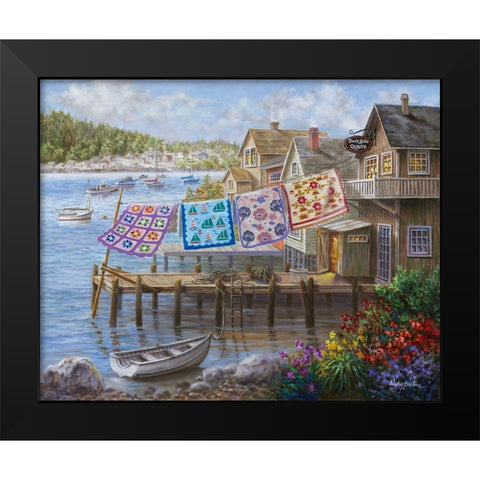 Dock Side Quilts Black Modern Wood Framed Art Print by Boehme, Nicky
