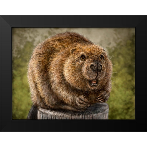 Beaver Totem Black Modern Wood Framed Art Print by LaMontagne, Patrick