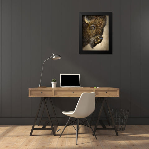 Bison Totem Black Modern Wood Framed Art Print by LaMontagne, Patrick