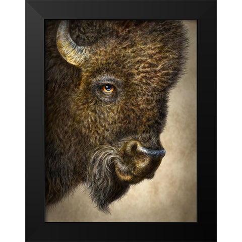 Bison Totem Black Modern Wood Framed Art Print by LaMontagne, Patrick