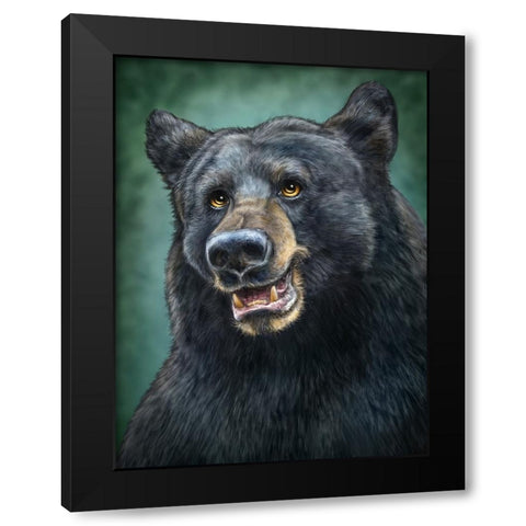 Black Bear Totem Black Modern Wood Framed Art Print with Double Matting by LaMontagne, Patrick
