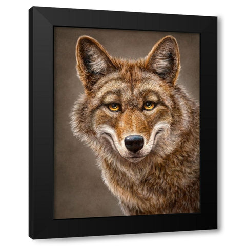 Coyote Totem Black Modern Wood Framed Art Print with Double Matting by LaMontagne, Patrick