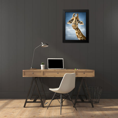 Giraffe Totem Black Modern Wood Framed Art Print by LaMontagne, Patrick