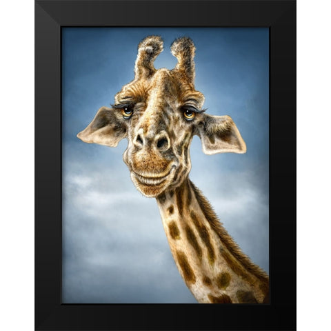 Giraffe Totem Black Modern Wood Framed Art Print by LaMontagne, Patrick
