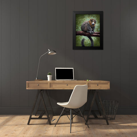Mongoose Lemur Totem Black Modern Wood Framed Art Print by LaMontagne, Patrick