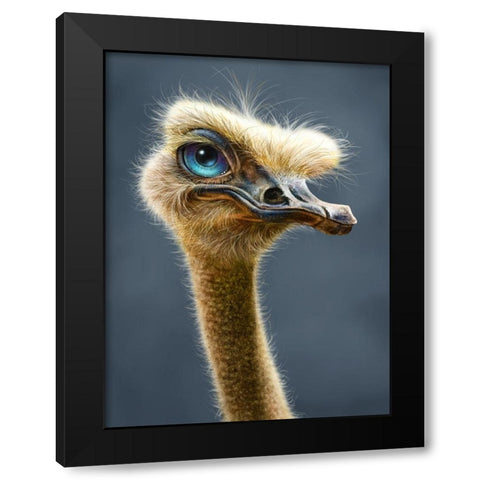 Ostrich Totem Black Modern Wood Framed Art Print with Double Matting by LaMontagne, Patrick