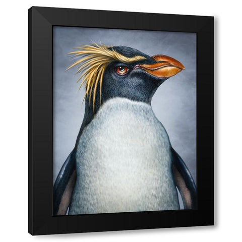 Penguin Totem Black Modern Wood Framed Art Print by LaMontagne, Patrick