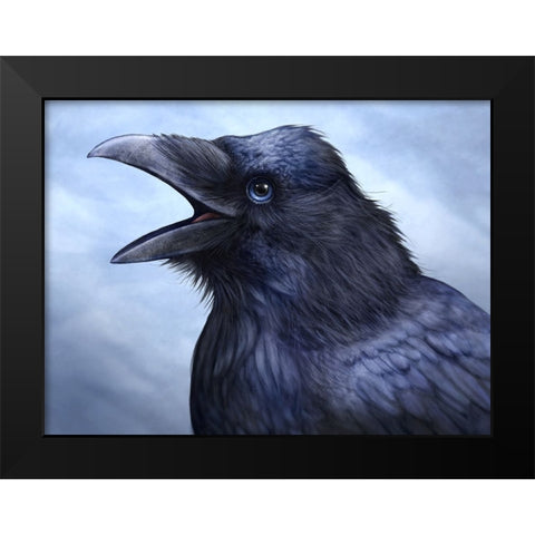 Raven Totem Black Modern Wood Framed Art Print by LaMontagne, Patrick