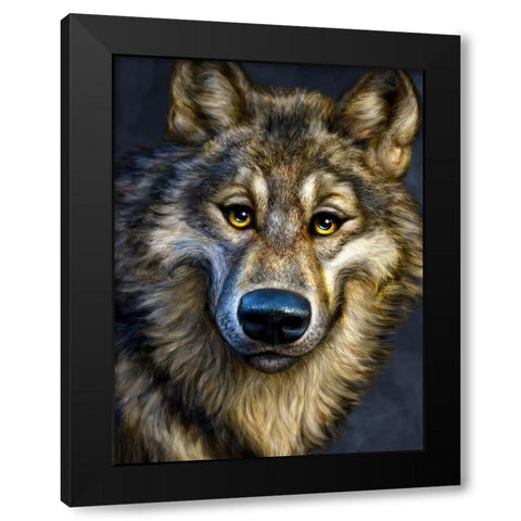 Wolf Totem Black Modern Wood Framed Art Print with Double Matting by LaMontagne, Patrick