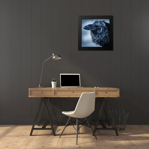 Blue Beak Raven Black Modern Wood Framed Art Print by LaMontagne, Patrick