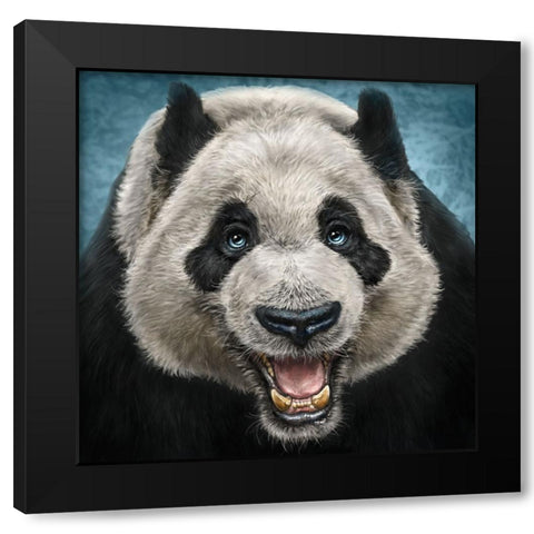 Panda Face Black Modern Wood Framed Art Print with Double Matting by LaMontagne, Patrick
