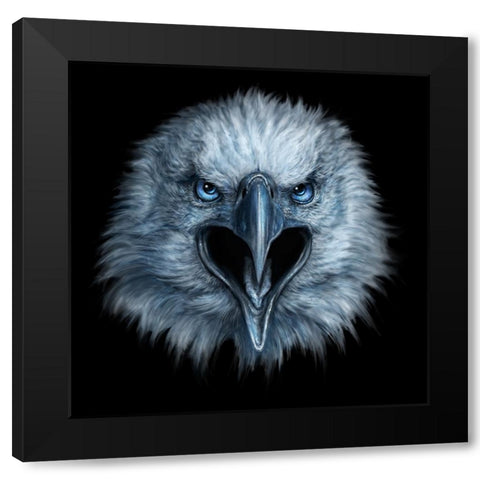 Eagle Face Black Modern Wood Framed Art Print by LaMontagne, Patrick