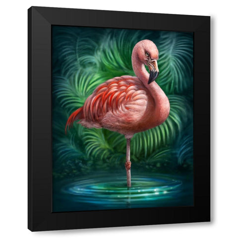 Flamingo Totem Black Modern Wood Framed Art Print by LaMontagne, Patrick