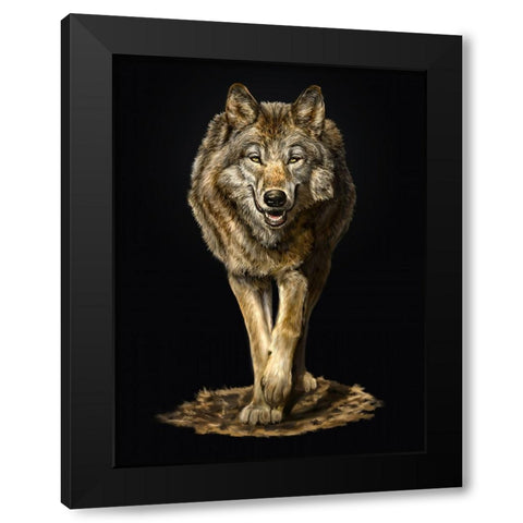 Walking Wolf Black Modern Wood Framed Art Print by LaMontagne, Patrick