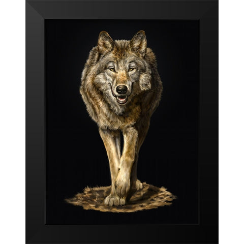 Walking Wolf Black Modern Wood Framed Art Print by LaMontagne, Patrick