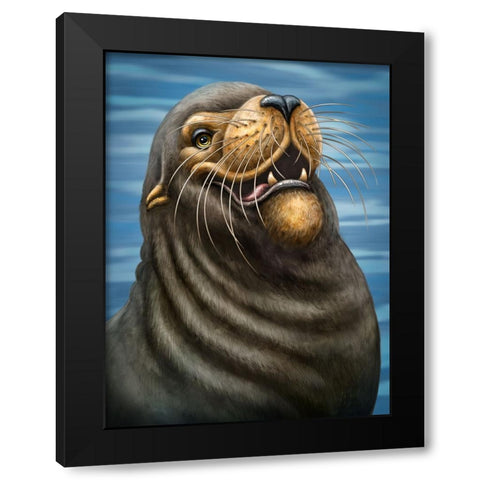 SeaLion Black Modern Wood Framed Art Print by LaMontagne, Patrick
