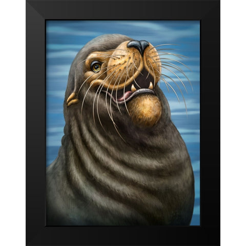 SeaLion Black Modern Wood Framed Art Print by LaMontagne, Patrick