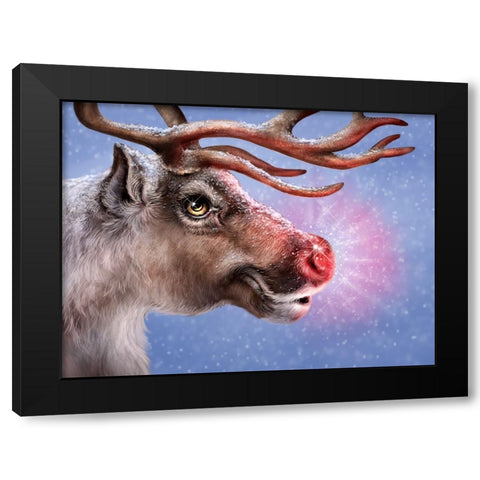 Rudolph Black Modern Wood Framed Art Print with Double Matting by LaMontagne, Patrick