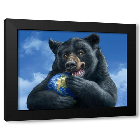 Bear Hug Black Modern Wood Framed Art Print by LaMontagne, Patrick