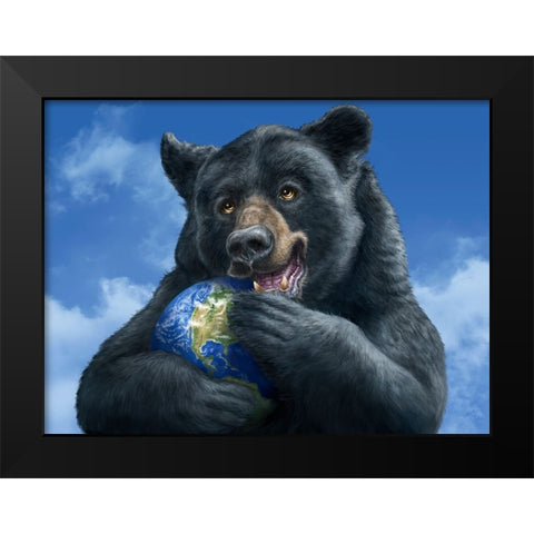 Bear Hug Black Modern Wood Framed Art Print by LaMontagne, Patrick