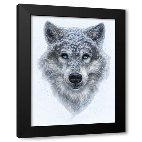 Winter Wolf Black Modern Wood Framed Art Print with Double Matting by LaMontagne, Patrick