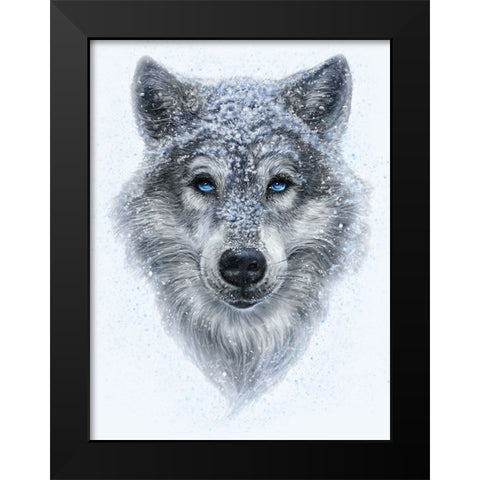 Winter Wolf Black Modern Wood Framed Art Print by LaMontagne, Patrick