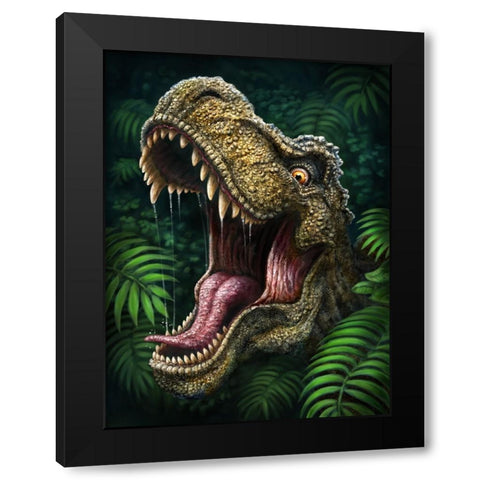 TRex Black Modern Wood Framed Art Print by LaMontagne, Patrick