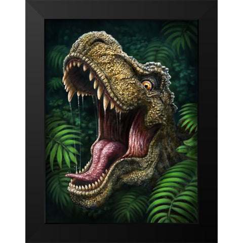 TRex Black Modern Wood Framed Art Print by LaMontagne, Patrick