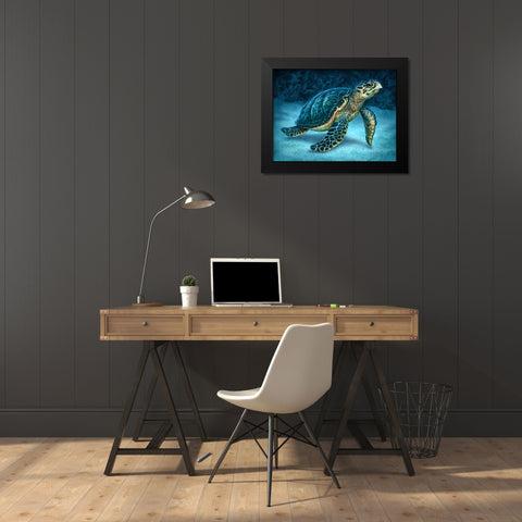 Sea Turtle Black Modern Wood Framed Art Print by LaMontagne, Patrick