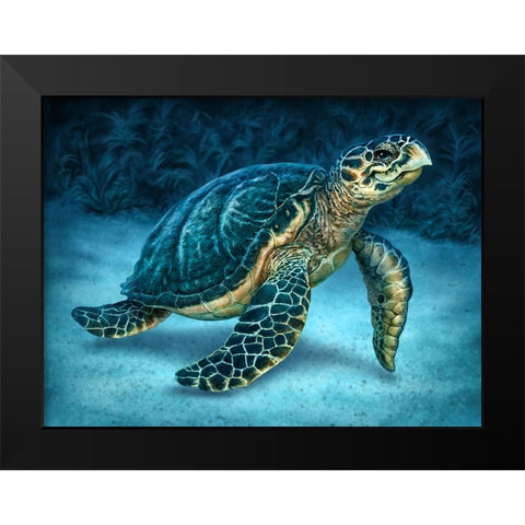 Sea Turtle Black Modern Wood Framed Art Print by LaMontagne, Patrick