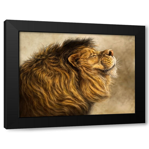Smiling Lion Black Modern Wood Framed Art Print with Double Matting by LaMontagne, Patrick