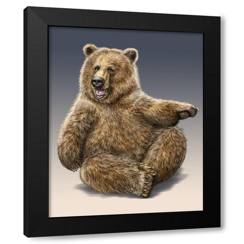 Goofy Grizzly Black Modern Wood Framed Art Print by LaMontagne, Patrick