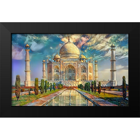 Agra Uttar Pradesh India Taj Mahal Black Modern Wood Framed Art Print by Gavidia, Pedro