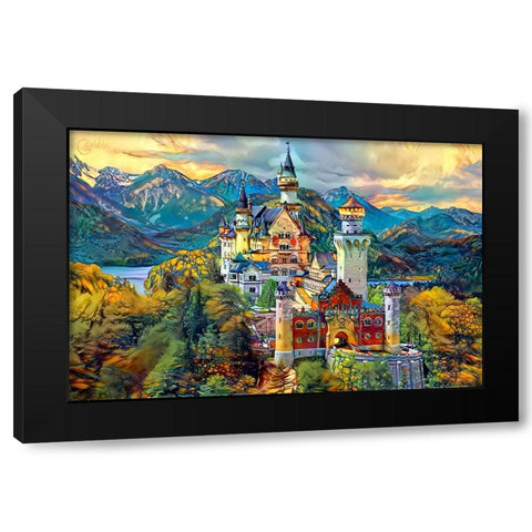 Baviera Fussen Germany Neuschwanstein castle Black Modern Wood Framed Art Print by Gavidia, Pedro