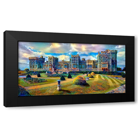 Berkshire England Windsor Castle Black Modern Wood Framed Art Print by Gavidia, Pedro