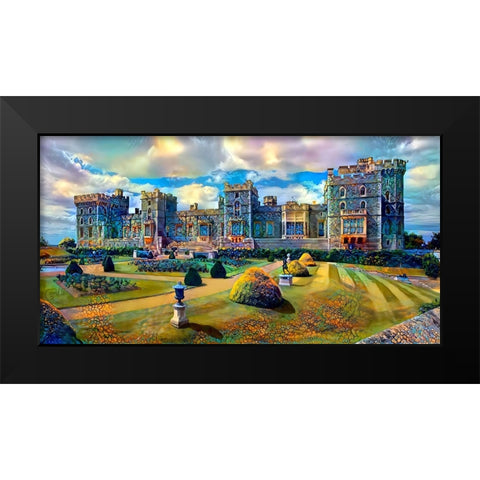 Berkshire England Windsor Castle Black Modern Wood Framed Art Print by Gavidia, Pedro