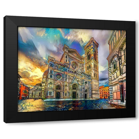 Florence Italy Cathedral of Saint Mary of the Flower Ver3 Black Modern Wood Framed Art Print by Gavidia, Pedro