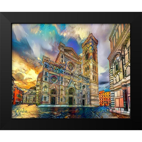 Florence Italy Cathedral of Saint Mary of the Flower Ver3 Black Modern Wood Framed Art Print by Gavidia, Pedro