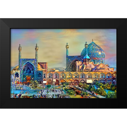 Isfahan Iran Imam Khomeini Mosque Black Modern Wood Framed Art Print by Gavidia, Pedro