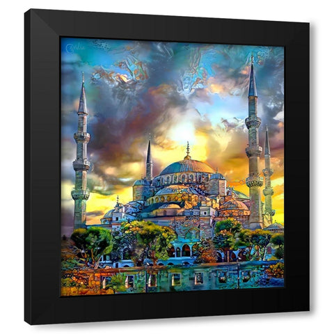 Istanbul Turkey Blue Mosque Black Modern Wood Framed Art Print by Gavidia, Pedro