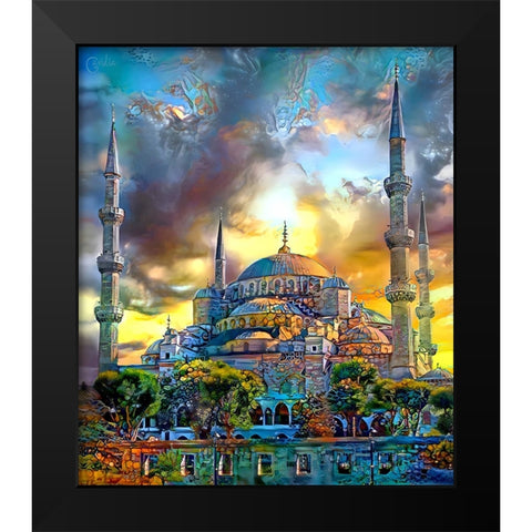 Istanbul Turkey Blue Mosque Black Modern Wood Framed Art Print by Gavidia, Pedro